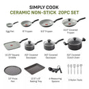 Simply Cook 20pc Ceramic Nonstick Cookware Set- Black