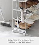 Five-Tier Rolling Shoe Rack - White