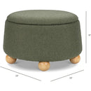 Tuffet Storage Ottoman - Performance Olive Boucle with Honey Ball Feet