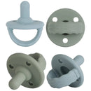 Soother Pacifier,Food Grade Silicone Pacifiers with Handle & 3 Holes for Added Safety, BPA Free, 4-Pack (Sage x2 / Ether x2)