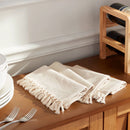 4pk Cotton Slub with Tassel Trim Tied Fringe Napkin Light Beige
