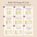 Rolli 9-in-1 Convertible All-Stages Crib with Bassinet & Toddler Bed Kits - Pale Yellow