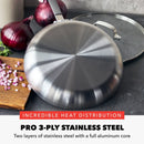 12" Stainless Steel Ceramic Nonstick Fry Pan - Silver