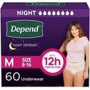 Depend Night Defense Women's Night Incontinence Underwear - M - 60ct
