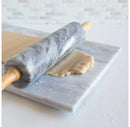 Marble Rolling Pin and Base with Wood Handles