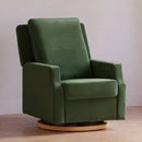 Crewe Electronic Swivel Glider Recliner - Forest Green Velvet with Light Wood Base