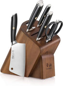 L Series 7-Piece Cleaver Knife Block Set, Forged German Steel, Black