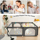 71"x59" 4-Panel Baby Playpen Spacious & Secure Foldable Playard Gray