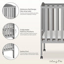 2 in 1 Folding Portable Crib - Grey