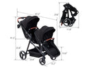 Whizmax Double Stroller Track Tandem Stroller - Black
