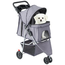3 Wheels Pet Stroller for Small Dogs and Cats - Grey