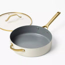 5qt Nonstick Ceramic Coated Aluminum Saute Pan with Champagne Handle Cream