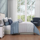 Bebejan Blue Geo Lines 5 Piece Reversible Comforter Set - Queen
