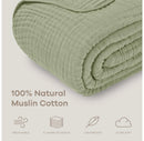 Muslin Cotton Blanket - Queen 90" x 90" - Sage