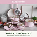 Rio Advanced 10pc Ceramic Nonstick Cookware Set - Pink