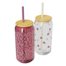 20 fl oz Glass Tumblers with Lid and Straw - Brick Red