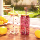 20 fl oz Glass Tumblers with Lid and Straw - Brick Red