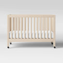 Maki Full-Size Folding Crib with Toddler Rail - Washed Natural