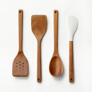 4pc Wood Kitchen Utensil Set Brown - ™: Wooden Cooking Utensils, Hand Wash, Adult Use