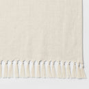 Cotton Slub Tablecloth with Tied Fringe - Light Beige