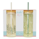 20 oz Glass Tumblers with Lid and Straw - Thyme Meadow/Garden