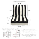 Outdoor Deep Seating Cushion - 24" W x 23" D Black Awning Stripe