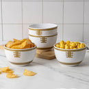 4pc Football Mini Bowls - Cream/Gold