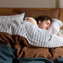 King Relaxed Linen Stripe Pillowcase Set Cove & Parchment