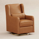 Wally Swivel Glider in Tan Vegan Leather w/Gold Base