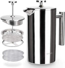 French Press Coffee Maker - Silver