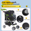 Pet Stroller 4-Wheel Dog Cat Stroller - Black