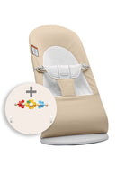 Bouncer Balance Soft, Beige/Gray w/ Flying Friends Bundle