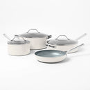 7pc Nonstick Ceramic Coated Aluminum Cookware Set Cream - ™
