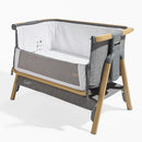 CoZee Fold Out Bedside Crib Oak and Charcoal - Grey