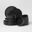 12pc Stoneware Stella Dinnerware Set Black - Threshold™