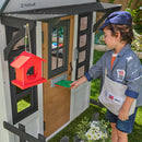 Riverscape Wooden Playhouse With Working Doorbell, Fence, Kitchen and Pet Door - White