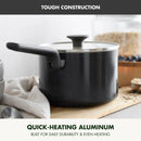 Advanced 3qt Ceramic Nonstick Sauce Pan with Lid - Black