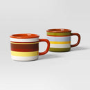 13.5 fl oz Set of 2 Stoneware Camper Mugs Striped - Room Essentials™