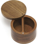 Acacia Divided Salt Box with Swivel Cover
