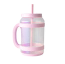 80oz Tritan Waterday Mug Light Pink: Iridescent Tumbler with Straw & Twist-Off Lid, Dishwasher-Safe