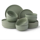 18-Piece Stoneware Dinnerware Set - Matte Sage Green