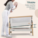 CoZee 2-in-1 Baby Bassinet & Bedside Sleeper - Silver & Oak