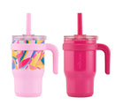 14oz 2pk Kids Mugs with Spill-Proof Straw - Pink