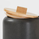Medium Stoneware Tilley Food Storage Canister with Wood Lid - Black