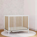 Teddi 4-in-1 Convertible Mini Crib - White with Driftwood