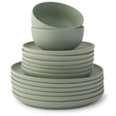 18-Piece Stoneware Dinnerware Set - Matte Sage Green