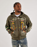 Ed Hardy Snake Full-Zip Fleece Hoodie