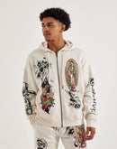 Ed Hardy Mary Full-Zip Fleece Hoodie