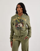 Ed Hardy Cobra Flame Full-Zip Fleece Hoodie