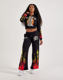 Ed Hardy Tiger Flame Y2K Full-Zip Fleece Hoodie